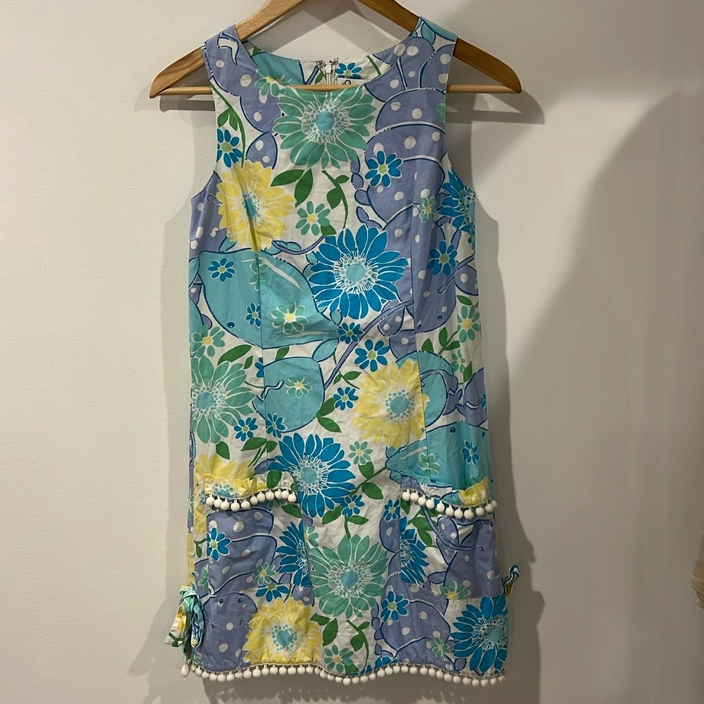 Lilly Pulitzer Classic Sleeveless Shift Dress in White King Crab size 0